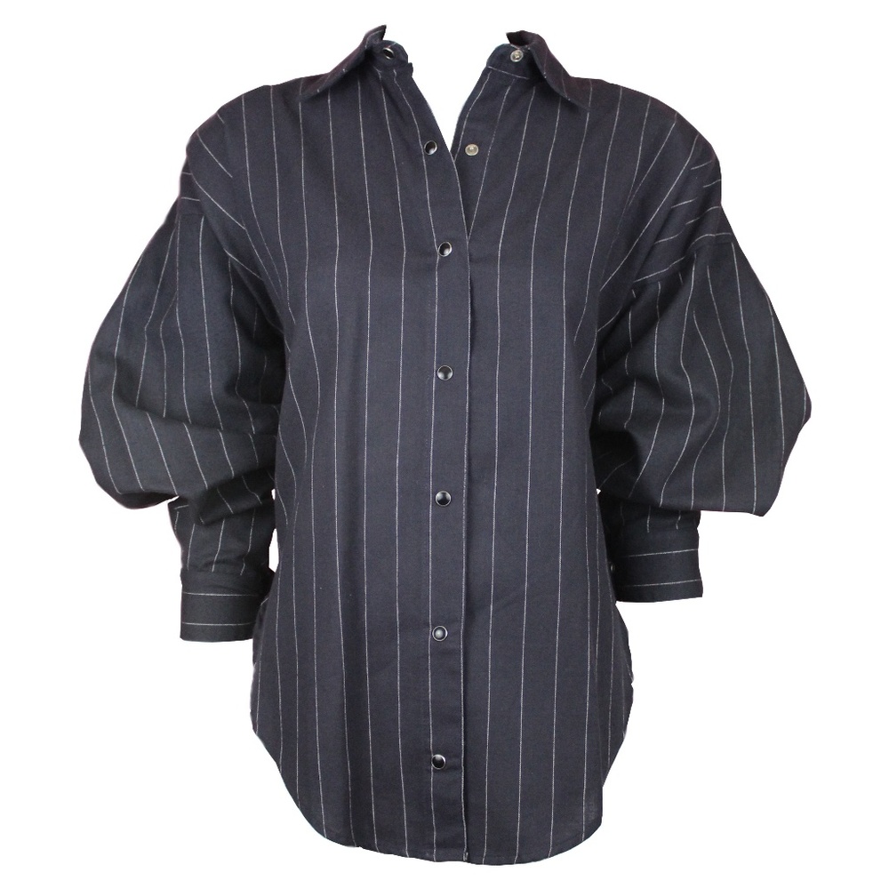 NORMA KAMALI Grey Striped Button Up, Size US S
